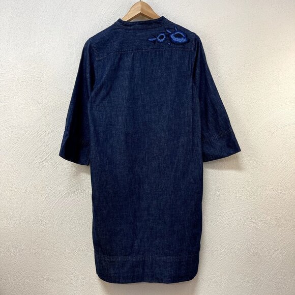 Lauren Ralph Lauren Blue Denim Floral Embroidered Shift Dress sz 6 - Picture 4 of 4